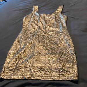 Gold crinkle mini dress Size Small Level Eight $25